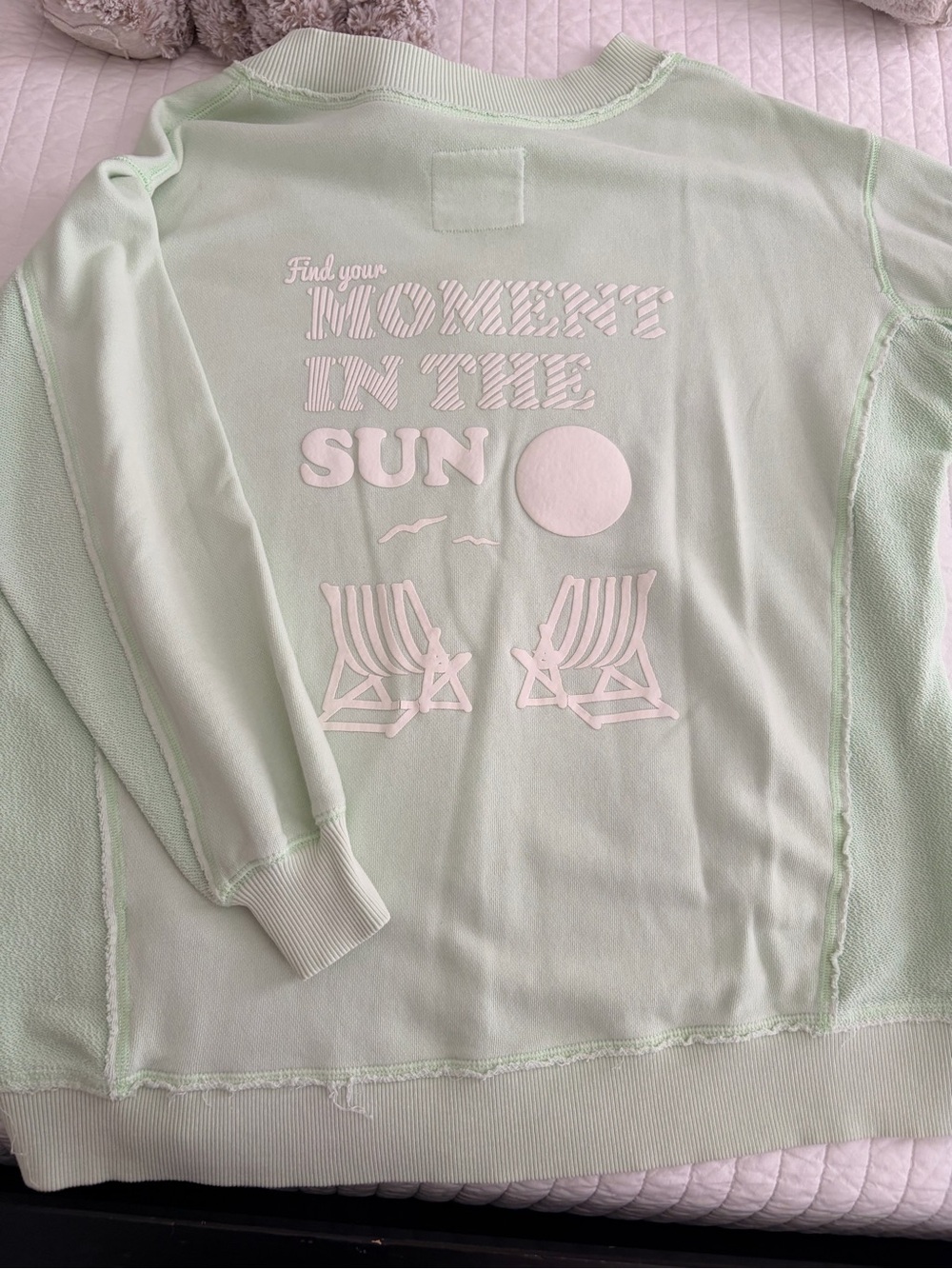 aerie Mint Green Graphic Pullover Sweatshirt